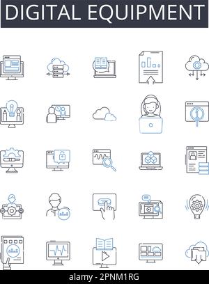 Symbolsammlung für digitale Geräte. Elektronische Geräte, Cyber-Gadgets, virtuelle Instrumente, technologische Maschinen, Rechenwerkzeuge, Online Stock Vektor