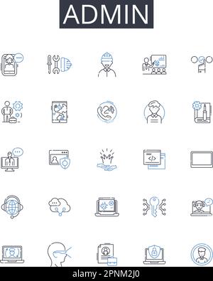 Collection mit Symbolen für Admin-Zeilen. Chef, Vorgesetzter, Manager, Direktor, Leiter, Executive, Head-Honcho-Vektor und lineare Darstellung. Captain, Commander Stock Vektor