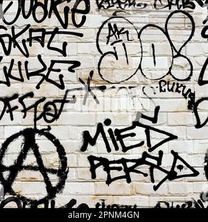 Nahtloses handschriftliches Graffiti-Muster, Straßenkunst, Malerei. Stockfoto