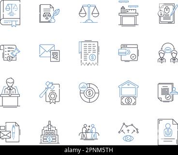 Symbolsammlung für Informationsstrategie. Planung, Analyse, Management, Governance, Daten, Analytics, Insight Vektor und lineare Illustration Stock Vektor