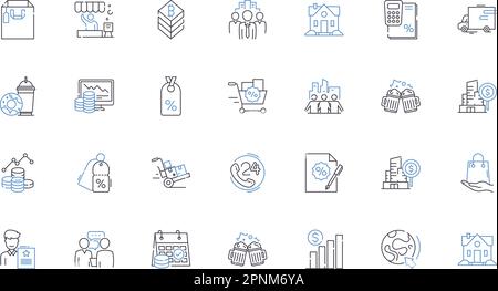 Symbolsammlung für Einnahmenströme. Abonnement, Werbung, Lizenzierung, Sponsoring, Werbeartikel, Spenden, Beratungsvektor und linear Stock Vektor