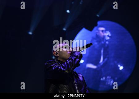 Rom, Italien. 19. April 2023. Lazza während der Ouver-Tour 2023, 19. April 2023, Palazzo dello Sport, Rom, Italien. Kredit: Live Media Publishing Group/Alamy Live News Stockfoto