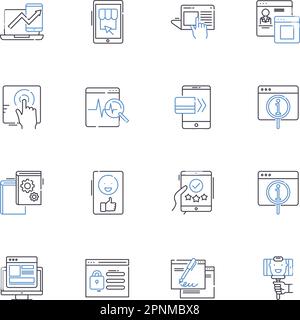 Symbolsammlung der Bildschirmzeilen. Display, Monitor, Projektion, Panel, LCD, LED, CRT-Vektor und lineare Darstellung. Visuelle, flache, pixelförmige Umrisszeichen gesetzt Stock Vektor