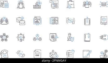 Symbolsammlung für Kapitalmärkte. Aktien, Anleihen, Handel, Rohstoffe, Derivate, IPOS, Equity Vector und lineare Darstellung. Portfolio Stock Vektor