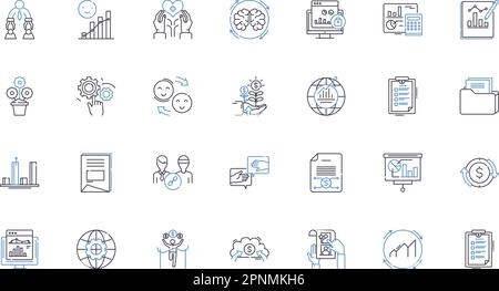 Symbolsammlung für Portfolio Optimization-Linien. Diversifizierung, Risiko, Vermögenszuweisung, Rendite, Investition, Effizienzgrenze, Volatilitätsvektor und Stock Vektor