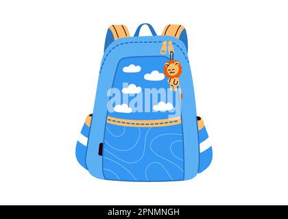 Schulrucksack für Erstklässler. Vektorgrafik im flachen Cartoon-Stil Stock Vektor