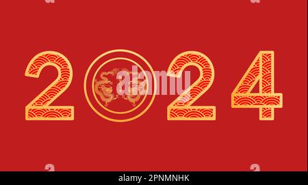 Vektordarstellung des Jahres des Drachen in China 2024 Stock Vektor