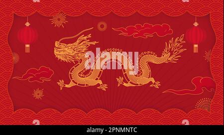 Posterhintergrund für das Jahr des Drachen in China Stock Vektor