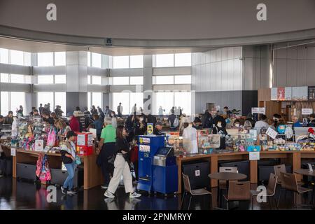 Souvenir-Stand und Café im Tokyo Metropolitan Government Building auf der Aussichtsplattform, Tokio, Japan, 2023 Stockfoto