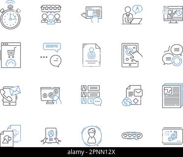 Betriebseffizienz – Symbolsammlung. Optimierung, Produktivität, Optimierung, Automatisierung, Prozess, Standardisierung, Workflow-Vektor und Stock Vektor
