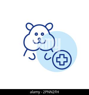 Hamsterbehandlungsdienste. Tiergesundheitsplan. Pixelgenaue, bearbeitbare Konturlinie Stock Vektor