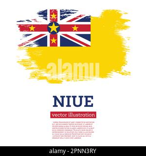 Niue Flag mit Pinselstrichen. Vektordarstellung. Unabhängigkeitstag. Stock Vektor