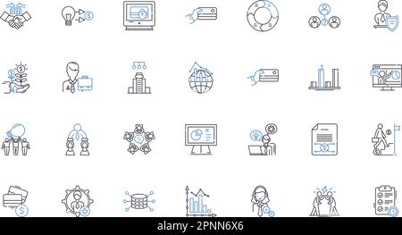 Symbolsammlung der Änderungsverwaltung. Übergang, Verschiebung, Transformation, Anpassung, Innovation, Evolution, Flexibilitätsvektor und linear Stock Vektor
