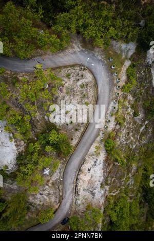 Die Straße zum San Fernando Hill, von oben gesehen Stockfoto