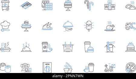 Health Food Store Line Icons Kollektion. Organisch, Ernährung, Nahrungsergänzungsmittel, glutenfrei, vegan, Superfoods, Bereinigungsvektor und lineare Darstellung Stock Vektor