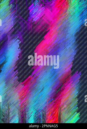 Abstrakter, farbenfroher digitaler Maleffekt, der aus einem verlaufenden Hintergrund in Pink, Blau und Violett erzeugt wird. Stockfoto