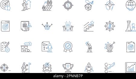 Symbolsammlung für industrielle AIMS-Linien. Effizienz, Automatisierung, Produktivität, Innovation, Modernisierung, Vektor für Wachstum, Anpassungsfähigkeit und linear Stock Vektor