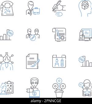 Symbolsammlung der Zeile „Data Science“. Analysen, Algorithmen, Big Data, Clustering, Codierung, Berechnung, Korrelationsvektor und lineare Darstellung. Daten Stock Vektor