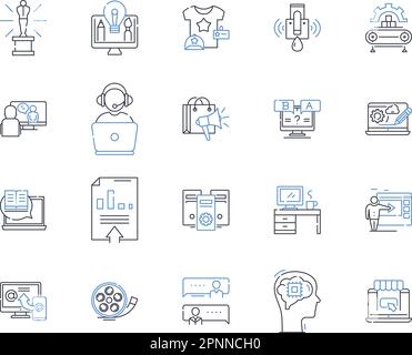 Sammlung von Liniensymbolen für Datenplattformen. Analytics, Big Data, Cloud, Data Lakes, Datenverwaltung, Data Warehouse, Digitalisierungsvektor und linear Stock Vektor