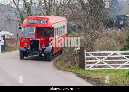 Ein Eindeckerbus der Eastern Counties auf einer NNR-Dampfgala Stockfoto