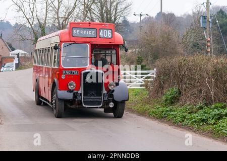 Ein Eindeckerbus der Eastern Counties auf einer NNR-Dampfgala Stockfoto