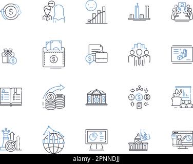 Sammlung von Liniensymbolen für Finanzmodelle und Simulationen. Prognosen, Analyse, Simulation, Projektionen, Planung, Bewertung, Optimierungsvektor und Stock Vektor
