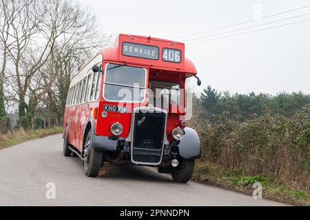 Ein Eindeckerbus der Eastern Counties auf einer NNR-Dampfgala Stockfoto