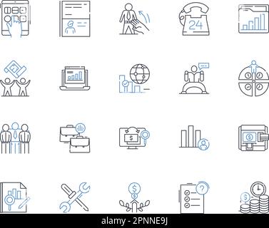 Collection für Positionssymbole für Cash-Inflows. Umsatz, Umsatz, Gewinn, Gewinn, Einkommen, Bezüge, Quittungsvektor und lineare Darstellung. Einzahlungen, Retouren Stock Vektor