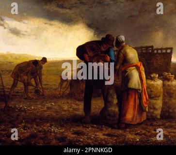 Jean Francois Millet, Kartoffelernte, Ölgemälde auf Leinwand, 1855-1860 Stockfoto