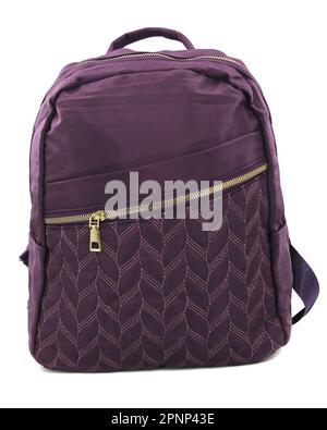 Schultasche Rucksack auf weißem Hintergrund Stockfoto