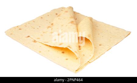 Armenische Lavase auf weißem Hintergrund, isoliert. Draufsicht Stockfoto