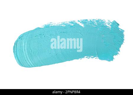 Abstrich und Textur von cremefarbenem Lippenstift oder Acrylfarbe, isoliert auf weißem Hintergrund. Stockfoto