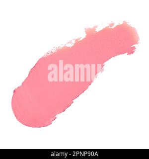 Abstrich und Textur von cremefarbenem Lippenstift oder Acrylfarbe, isoliert auf weißem Hintergrund. Stockfoto