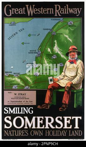 Die Great Western Railway. Lächelndes Somerset. Naturferienland von Harry Whincap (Datum unbekannt). Poster wurde 1940 in Großbritannien veröffentlicht. Stockfoto