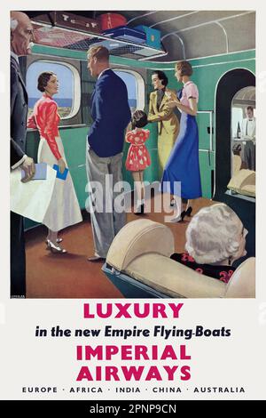 Luxus in den New Empire Flying Boats. Imperial Airways by Chandler (Datum unbekannt). Poster wurde 1936 in Großbritannien veröffentlicht. Stockfoto