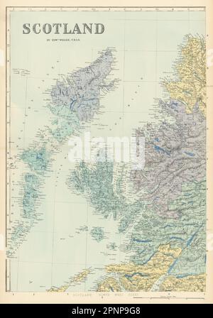 SCHOTTLAND (Nordwesten) Hebriden Skye Uist Harris Lewis GW BACON 1885 alte Karte Stockfoto