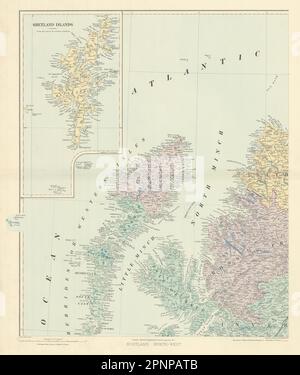 Schottland NW Shetland Western Isles Hebrides Skye Ross. STANFORD 1904-Karte (61 x 52 cm) Stockfoto