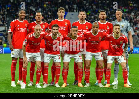 Mailand, Italien. 19. April 2023. Der Start-11 von Benfica für das UEFA Champions League-Spiel zwischen Inter und Benfica bei Giuseppe Meazza in Mailand. (Foto: Gonzales Photo/Alamy Live News Stockfoto