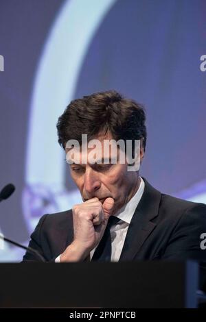 Paris, Frankreich. 20. April 2023. Jean Jacques Guiony nimmt am 20. April 2023 an der Gesellschafterversammlung des Unternehmens in Paris, Frankreich, Teil. Foto: Eliot Blondet/ABACAPRESS.COM Kredit: Abaca Press/Alamy Live News Stockfoto