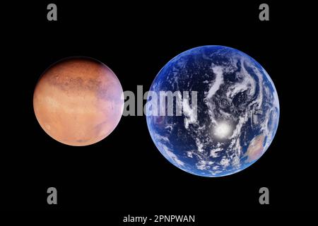 Planet Erde und Mars Stockfoto