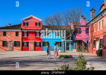 Burano Island, Venedig, farbenfrohe Häuser, Corte della Comare, Venedig, Italien Stockfoto