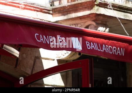 Bordeaux , Aquitaine Frankreich - 04 17 2023 : Baillardran Caneles Markenlogo und Textschild Eingangsfassade von lokalem französischem Gebäck in Bordeaux Stadt Franc Stockfoto