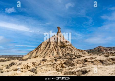 Badlands von Bardenas Reales in Navarra, Spanien. Stockfoto