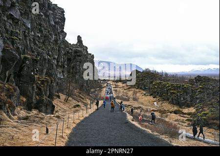 Nationalpark Thingvellir im Südosten Islands. Stockfoto