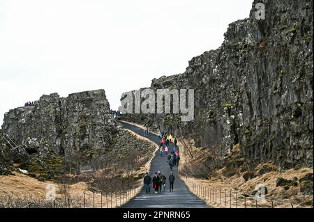 Nationalpark Thingvellir im Südosten Islands. Stockfoto