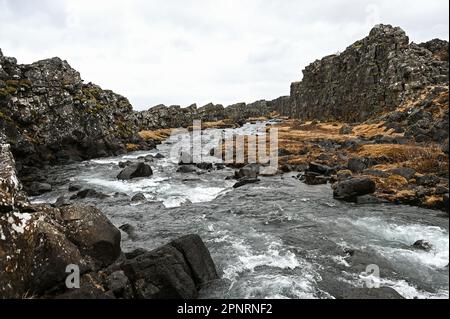 Nationalpark Thingvellir im Südosten Islands. Stockfoto