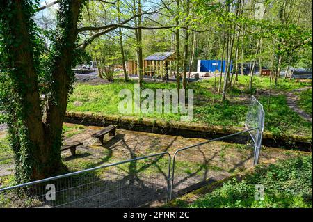 Die Arbeiten am Trevor-Becken am Llangollen-Kanal sind Teil einer Investition von 15m Mio GBP in die im Becken angebotenen Anlagen. Stockfoto