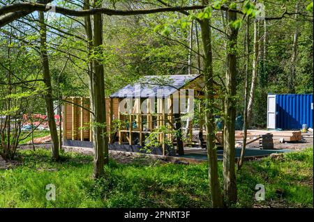 Die Arbeiten am Trevor-Becken am Llangollen-Kanal sind Teil einer Investition von 15m Mio GBP in die im Becken angebotenen Anlagen. Stockfoto