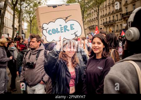 Gerard Cambon / Le Pictorium - Protest gegen das Rentengesetz april 20 2023 - 20/4/2023 - Frankreich / Paris / Paris - Demonstration gegen die MEDEF zum Protest gegen die Rentenreform am 20. April 2023 Stockfoto