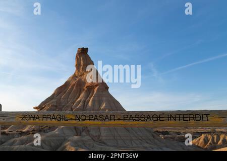 Castildetierra-Rock-Formation, Bardena Blanca, Bardenas Reales, UNESCO-Biosphärenreservate reservieren, Navarra, Spanien Stockfoto